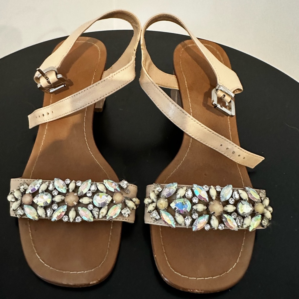 DUNE London Heeled Crystal Nude Sandals